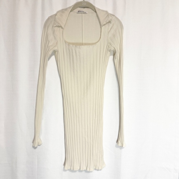 Reformation Vittoria Ribbed Bodycon Dress in Ivory Size Small - Picture 2 of 9